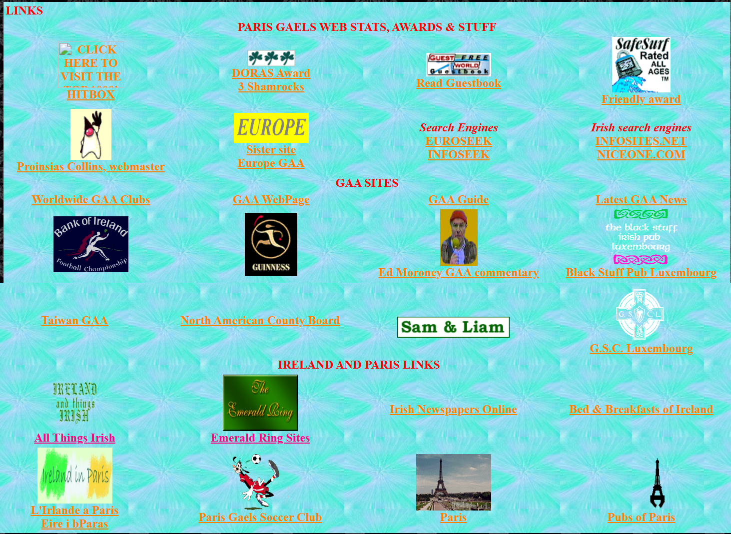 Paris Gaels website Links page 1997-2000